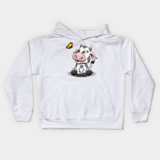 Baby Cow with a butterfly Kids Hoodie